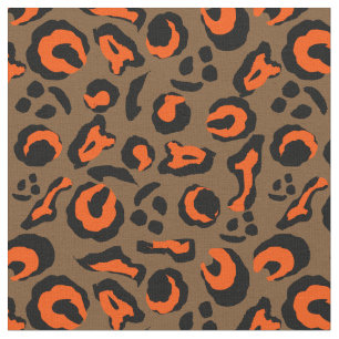 Tela Leopard Skin Print Brown Naranja Camuflaje negro