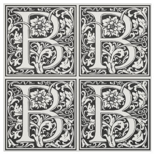 Tela Letra floral vintage elegante B monograma
