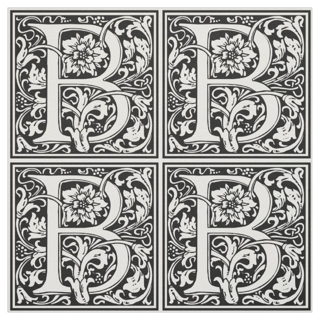 Tela Letra floral vintage elegante B monograma (Retal)