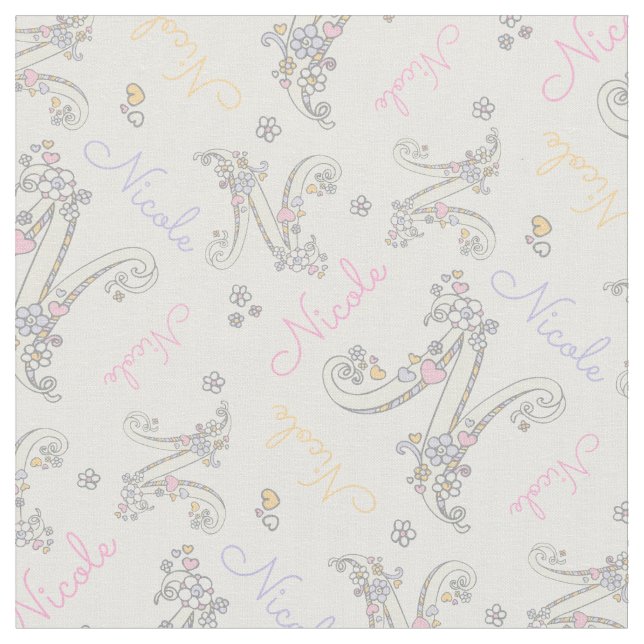 Tela Letra inicial N tejido con nombre personalizado Ni (De cerca)