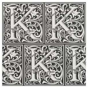 Tela Letra K Monograma medieval Art Nouveau