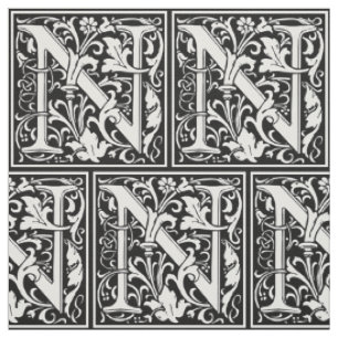Tela Letra N Monograma Medieval Art Nouveau