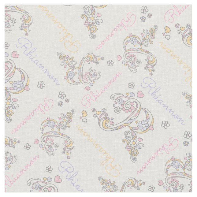 Tela Letra R Rhiannon nombre personalizado tejido paste (De cerca)