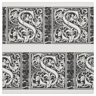 Tela Letra S Monograma medieval Art Nouveau