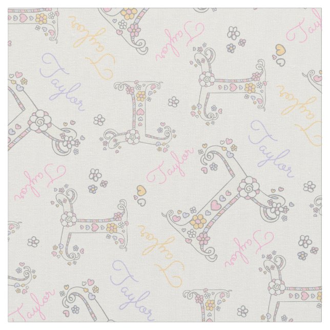 Tela Letra T Taylor nombre personalizado tejido pastel (De cerca)