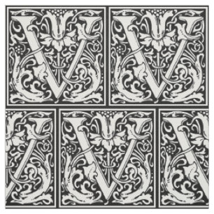 Tela Letra V Monograma Medieval Art Nouveau