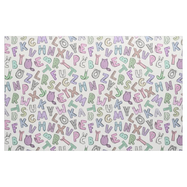 Tela Letras del doodle caprichosas ("Cuarto gordo" (fat quarter))