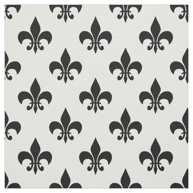 Tela Letrero blanco negro de flores de lis Textil (Retal)