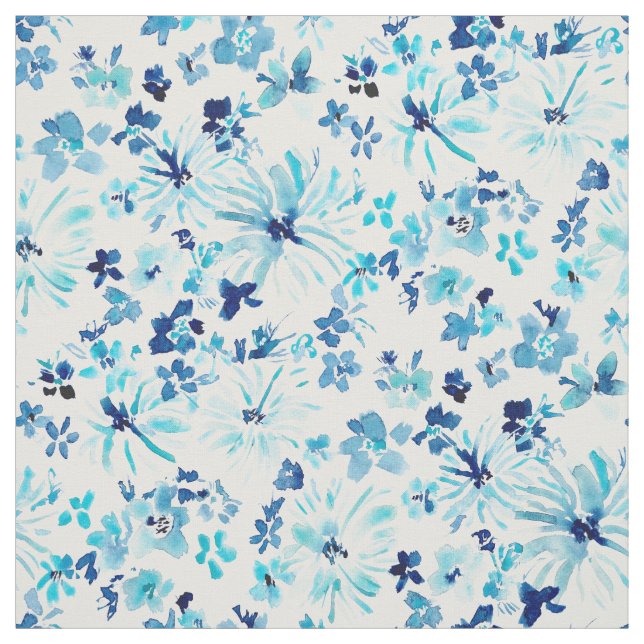 Tela LIBERE PARA SER acuarela azul floral (Retal)