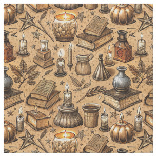 Tela Libros de Brujería Vintage y Patrón de Velas (2)