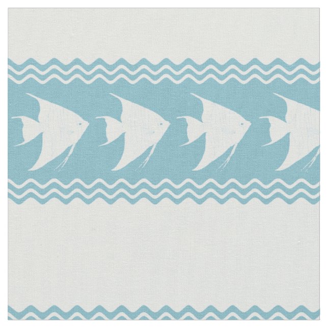Tela Light Blue Coastal Angelfish Stripes (De cerca)