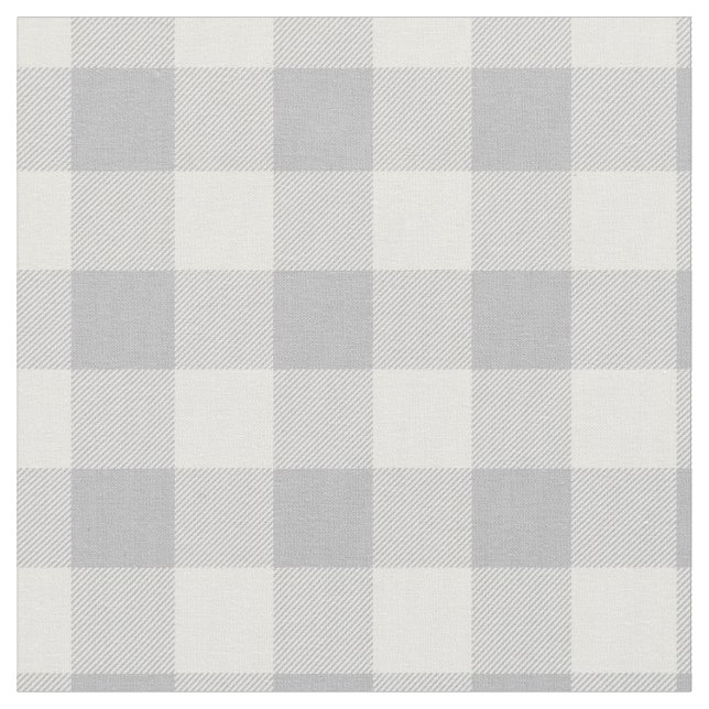 Tela Light Grey and White Plaid Gingham (De cerca)
