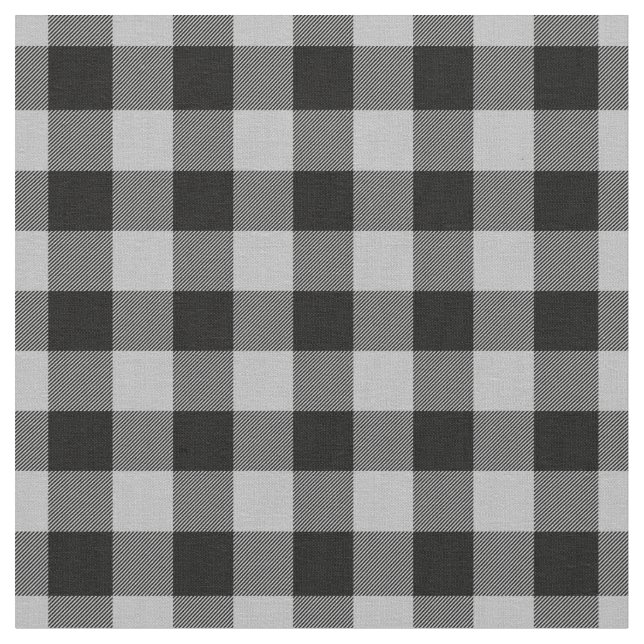Tela Light Grey & Black Plaid Gingham (De cerca)