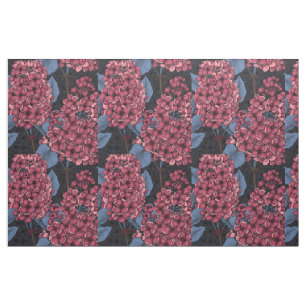 Tela Lílago rojo sobre azul oscuro
