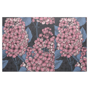 Tela Lílago rosado sobre azul oscuro