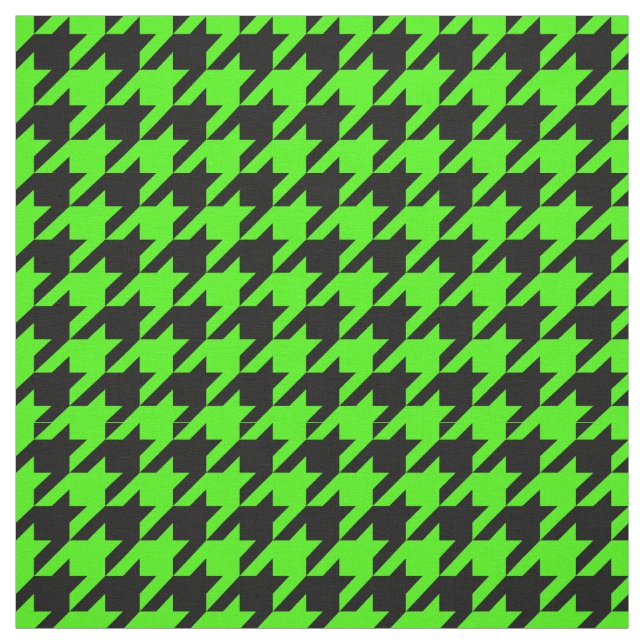 Tela Lime Green, Black Houndstoth Pattern #2M (Retal)