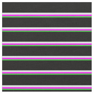 Tela Lime Green, Fuchsia, Lavender y Black Lines