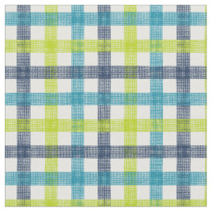 Tela Lime Green, Naval y Turquesa Blue Plaid