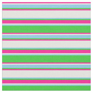 Tela Lime Green, Sky Blue, Mint Cream & Deep Pink Lines