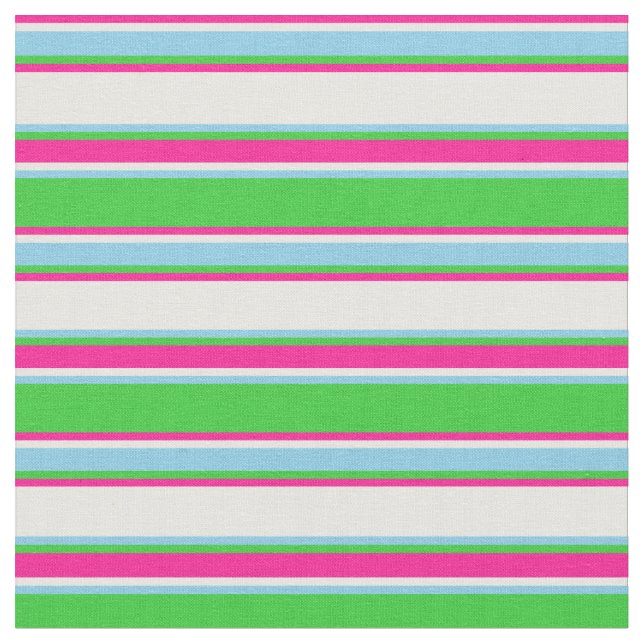 Tela Lime Green, Sky Blue, Mint Cream & Deep Pink Lines (De cerca)