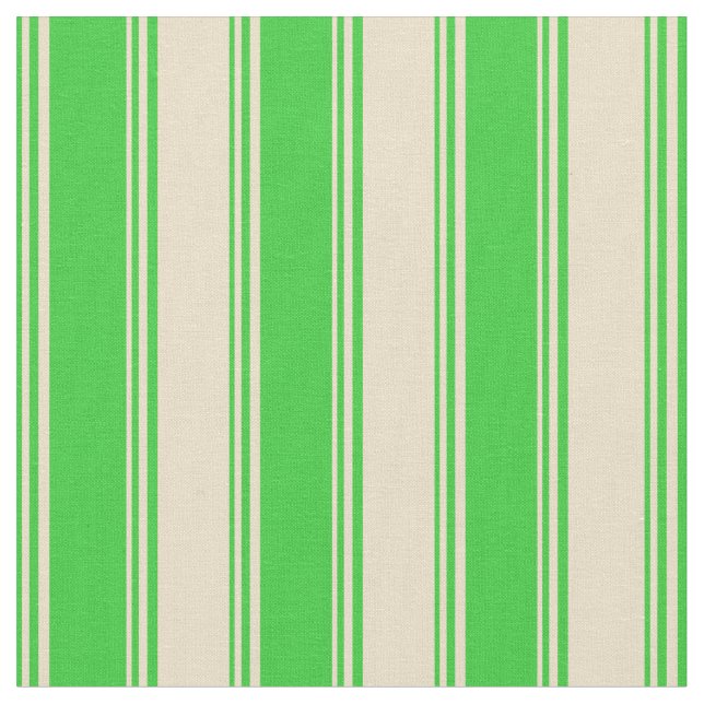 Tela Lime Green & Tan Pattern of Stripes (De cerca)