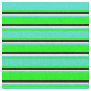 Tela Lime, turquesa, beige y líneas negras