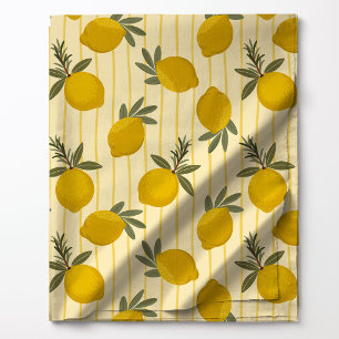 Tela Limón Rayado Verano Botánico Amarillo Cítrico