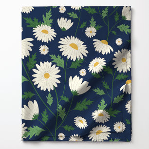 Tela Linda Flor de Daisy Azul Marinho y Blanco