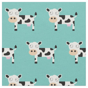 Tela Linda vaca lechera bebé guardería granja azul teal