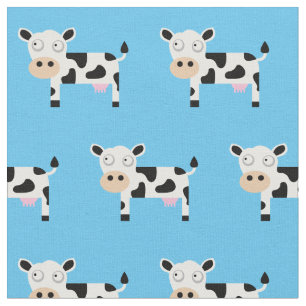 Tela Linda vaca muu bebé nursery granja azul claro