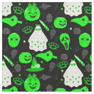 Tela lindo halloween floral ácido fantasma verde