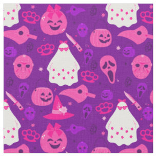 Tela lindo halloween florido fantasma rosa