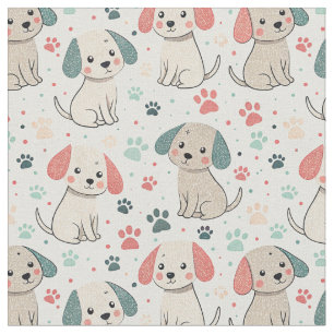 Tela Lindo patrón de diseño minimalista de cachorro y h