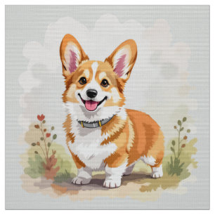 Tela Lindo perro Corgi Galés de Pembroke Rojo