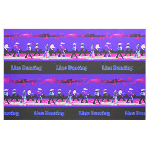 Tela Line Dancing Western Group Blue Pink Black (Texto)
