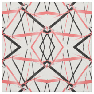 Tela Línea Moderna Geometría Fría Blanco Rosa Negro-Ros