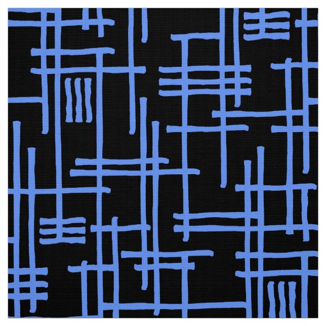 Tela Líneas abstractas 120923 - Azul bebé en negro (Retal)