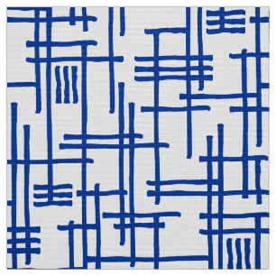 Tela Líneas abstractas 120923 - Azul marino sobre blanc