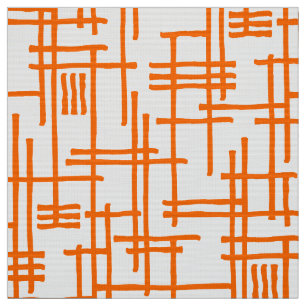 Tela Líneas abstractas 120923 - Naranja en blanco