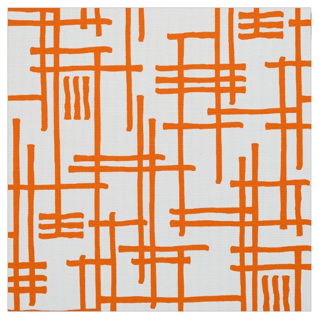 Tela Líneas abstractas 120923 - Naranja en blanco (Retal)