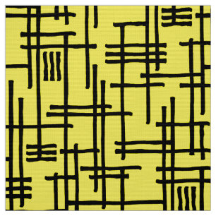Tela Líneas abstractas 120923 - Negro sobre amarillo br
