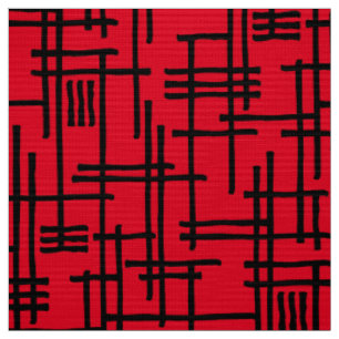 Tela Líneas abstractas 120923 - Negro sobre rojo