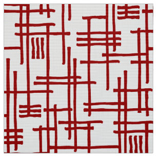 Tela Líneas abstractas 120923 - Rojo rubí sobre blanco