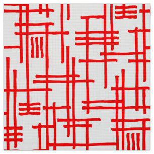 Tela Líneas abstractas 120923 - Rojo sobre blanco