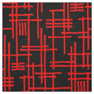 Tela Líneas abstractas 120923 - Rojo sobre negro