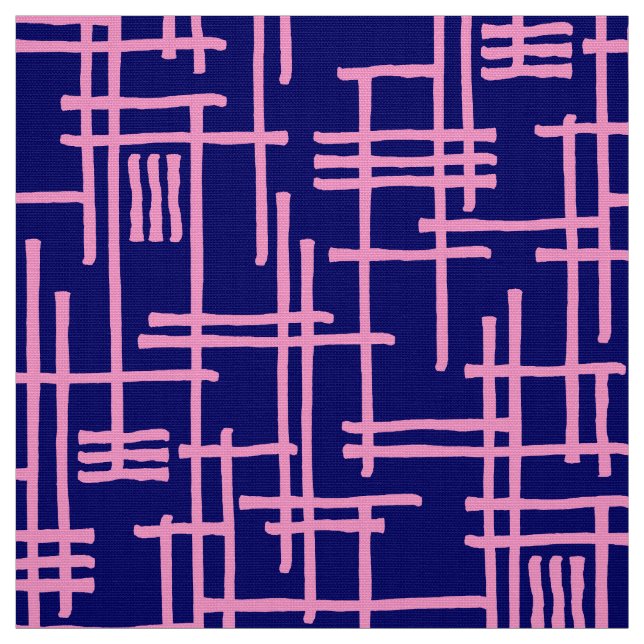 Tela Líneas abstractas 120923 - Rosa sobre azul oscuro (Retal)