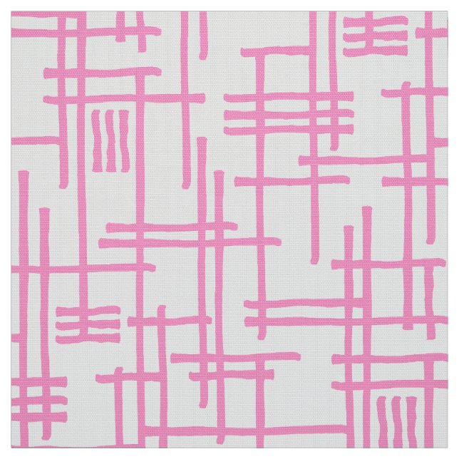 Tela Líneas abstractas 120923 - Rosa sobre blanco (Retal)