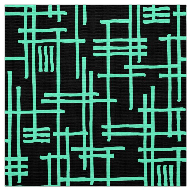 Tela Líneas abstractas 120923 - Turquesa sobre negro (Retal)