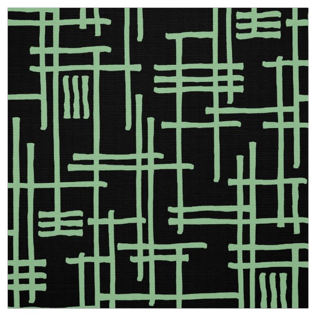 Tela Líneas abstractas 120923 - Verde oscuro sobre negr (Retal)