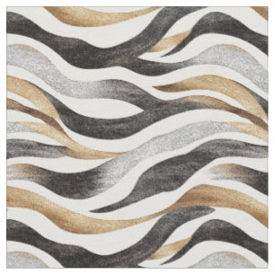 Tela Líneas abstractas de negro / oro / blanco